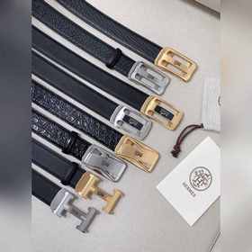 Мужской ремень Hermès Clemence из телячьей кожи с паленой пряжкой