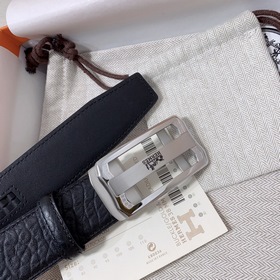 Мужской ремень Hermès Clemence из телячьей кожи с паленой пряжкой