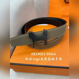 Hermes-H BELT BUCKLE & REVERSIBLE LEATHER STRA 32 мм, синхрон