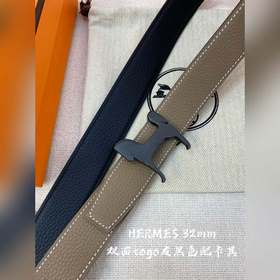 Hermes-H BELT BUCKLE & REVERSIBLE LEATHER STRA 32 мм, синхрон