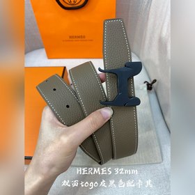 Hermes-H BELT BUCKLE & REVERSIBLE LEATHER STRA 32 мм, синхрон