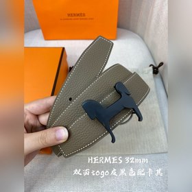 Hermes-H BELT BUCKLE & REVERSIBLE LEATHER STRA 32 мм, синхрон