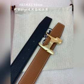 Hermes-H BELT BUCKLE &amp; REVERSIBLE LEATHER STRA 32 мм, синхрон