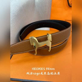 Hermes-H BELT BUCKLE & REVERSIBLE LEATHER STRA 32 мм, синхрон