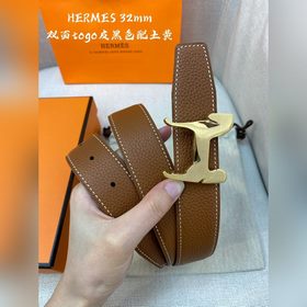 Hermes-H BELT BUCKLE & REVERSIBLE LEATHER STRA 32 мм, синхрон