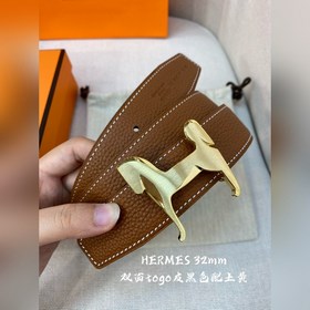 Hermes-H BELT BUCKLE & REVERSIBLE LEATHER STRA 32 мм, синхрон