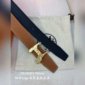 Hermes-H BELT BUCKLE & REVERSIBLE LEATHER STRA 32 мм, синхрон