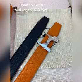 Hermes-H BELT BUCKLE &amp; REVERSIBLE LEATHER STRA 32 мм, синхрон