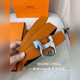 Hermes-H BELT BUCKLE & REVERSIBLE LEATHER STRA 32 мм, синхрон