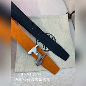 Hermes-H BELT BUCKLE & REVERSIBLE LEATHER STRA 32 мм, синхрон