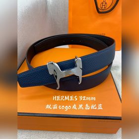 Hermes-H BELT BUCKLE & REVERSIBLE LEATHER STRA 32 мм, синхрон