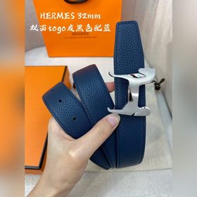 Hermes-H BELT BUCKLE & REVERSIBLE LEATHER STRA 32 мм, синхрон