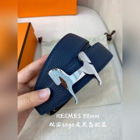 Hermes-H BELT BUCKLE & REVERSIBLE LEATHER STRA 32 мм, синхрон