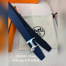 Hermes-H BELT BUCKLE & REVERSIBLE LEATHER STRA 32 мм, синхрон