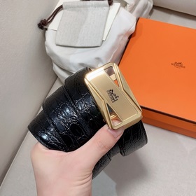 Мужской ремень Hermès Clemence из телячьей кожи с паленой пряжкой