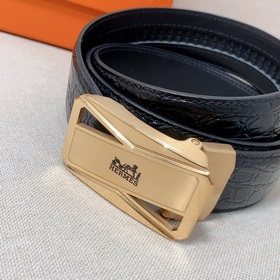 Мужской ремень Hermès Clemence из телячьей кожи с паленой пряжкой