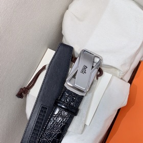 Hermès Clemence мужской ремень из телячьей кожи с паленой пряжкой