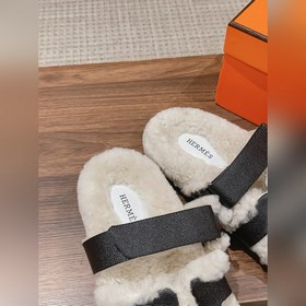 【Высший класс】 Кожаные тапочки Hermes с мехом. В этом году для из