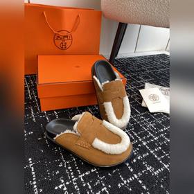 Hermes 23 осень-зима замша с буквой H, плюшевый мех, толстая подо