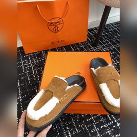 Hermes 23 осень-зима замша с буквой H, плюшевый мех, толстая подо