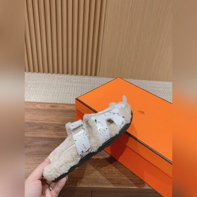 【Высший класс】 Кожаные тапочки Hermes с мехом. В этом году для из