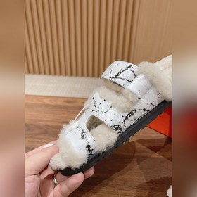 【Высший класс】 Кожаные тапочки Hermes с мехом. В этом году для из