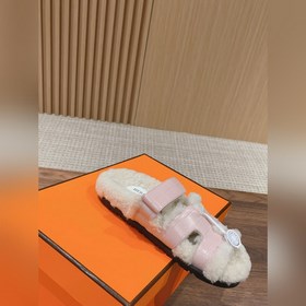【Высший класс】 Кожаные тапочки Hermes с мехом. В этом году для из