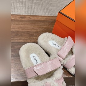 【Высший класс】 Кожаные тапочки Hermes с мехом. В этом году для из
