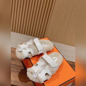 【Высший класс】 Кожаные тапочки Hermes с мехом. В этом году для из