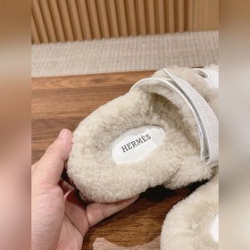 【Высший класс】 Кожаные тапочки Hermes с мехом. В этом году для из