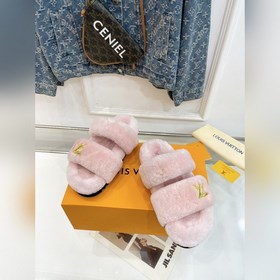 LV Новая коллекция ~ Пуховые тапочки с полуоткрытым носком winter
