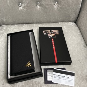 Мужской портфель Prada, золотой наклонный логотип, модель 2M0836,
