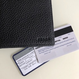 Мужской кожаный кошелек Prada, черный, модель 2M0513, восемь карм