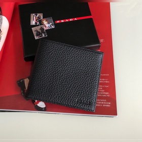Мужской кожаный кошелек Prada, черный, модель 2M0513, восемь карм