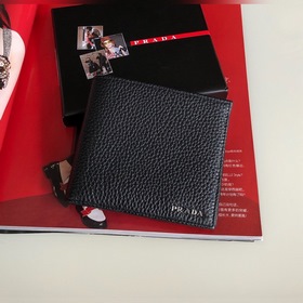 Мужской кожаный кошелек Prada, черный, модель 2M0513, восемь карм