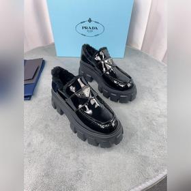 Prada меховые туфли высшего качества Верх： импортная кожа с откры