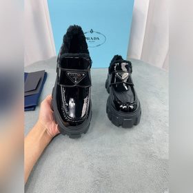 Prada меховые туфли высшего качества Верх： импортная кожа с откры