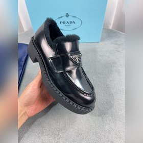 Prada меховые туфли высшего качества Верх： импортная кожа с откры