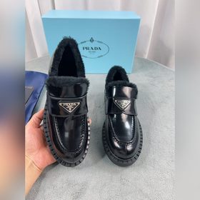 Prada меховые туфли высшего качества Верх： импортная кожа с откры
