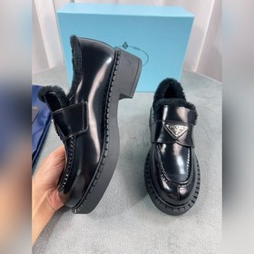 Prada меховые туфли высшего качества Верх： импортная кожа с откры