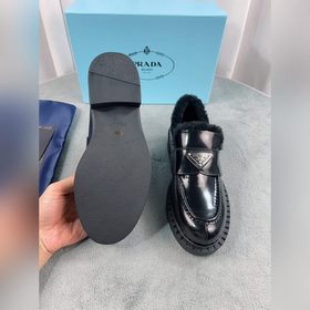 Prada меховые туфли высшего качества Верх： импортная кожа с откры