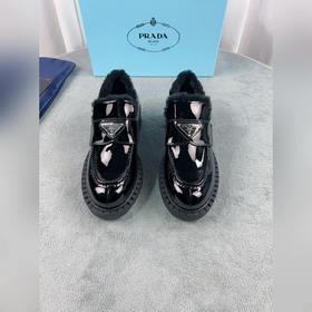 Prada меховые туфли высшего качества Верх： импортная кожа с откры
