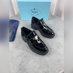 Prada меховые туфли высшего качества Верх： импортная кожа с откры