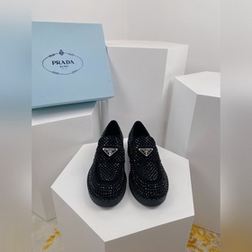 Prada 2024 ss, новая модель ранней осени, лодочки с треугольным л