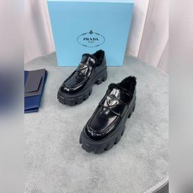 Prada меховые туфли высшего качества Верх： импортная кожа с откры
