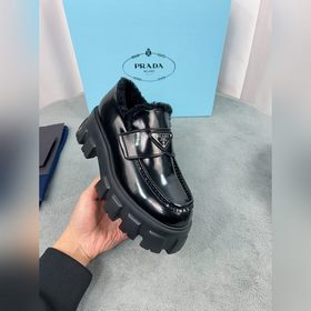 Prada меховые туфли высшего качества Верх： импортная кожа с откры