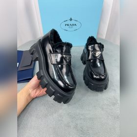 Prada меховые туфли высшего качества Верх： импортная кожа с откры