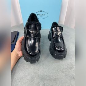 Prada меховые туфли высшего качества Верх： импортная кожа с откры