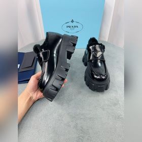 Prada меховые туфли высшего качества Верх： импортная кожа с откры