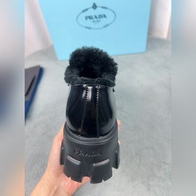 Prada меховые туфли высшего качества Верх： импортная кожа с откры